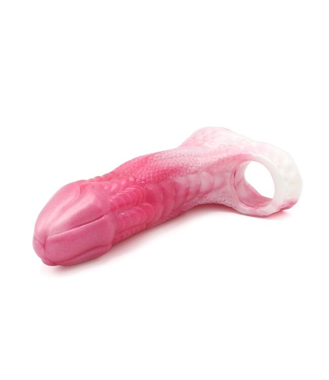 Kiotos Monstar Siliconen Penis Sleeve Met Ballstretcher 16,5 cm – Getextureerd, 2-Kleurig