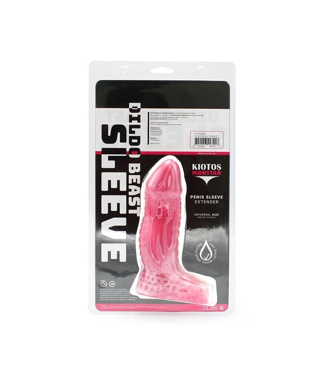 Kiotos Monstar Siliconen Penis Sleeve Met Ballstretcher 16,5 cm – Getextureerd, 2-Kleurig