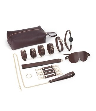 Vegan PU Leer BDSM Set Bruin – Luxe 9-Delige Fancy Kit Met Accessoires