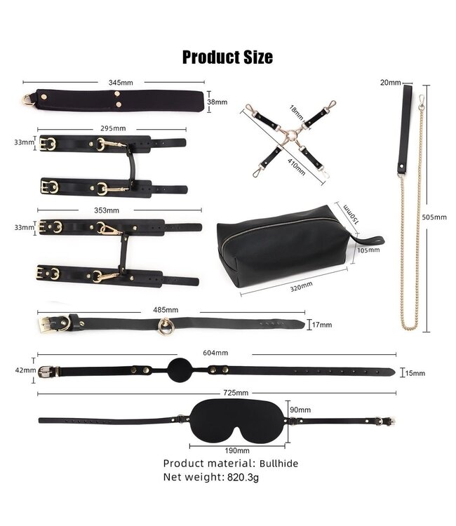 Luxury Vegan Leather 9-Piece BDSM Kit - Black