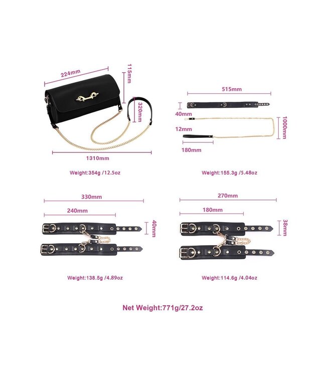BDSM Deluxe 5-Piece Vegan Leather Kit - Black Passion Set