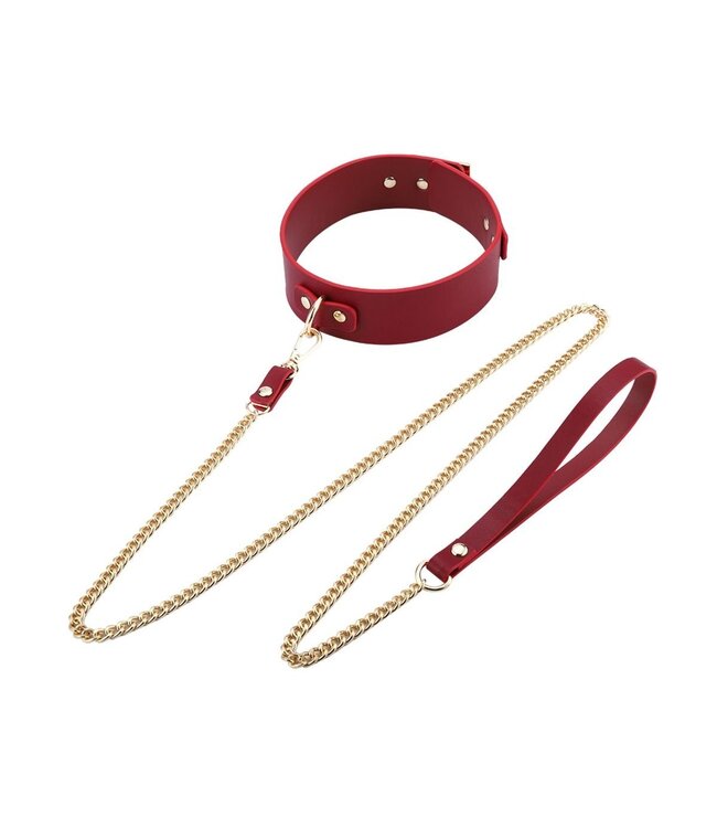 Vegan Leather BDSM Set Rood – 5-delige Deluxe Kit Met Halsband En Boeien