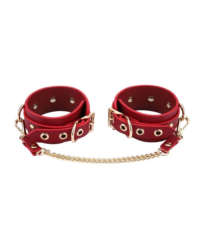Vegan Leather BDSM Set Rood – 5-delige Deluxe Kit Met Halsband En Boeien