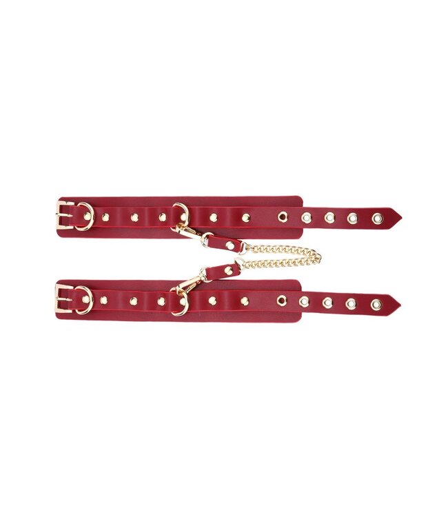 Vegan Leather BDSM Set Rood – 5-delige Deluxe Kit Met Halsband En Boeien