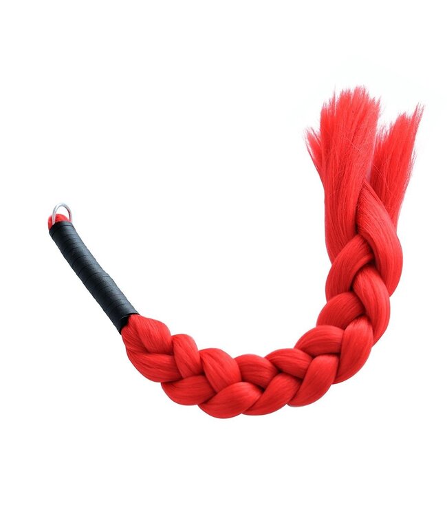 Seductive Swedish Red Synthetic Hair Whip for Intimate BDSM Play
