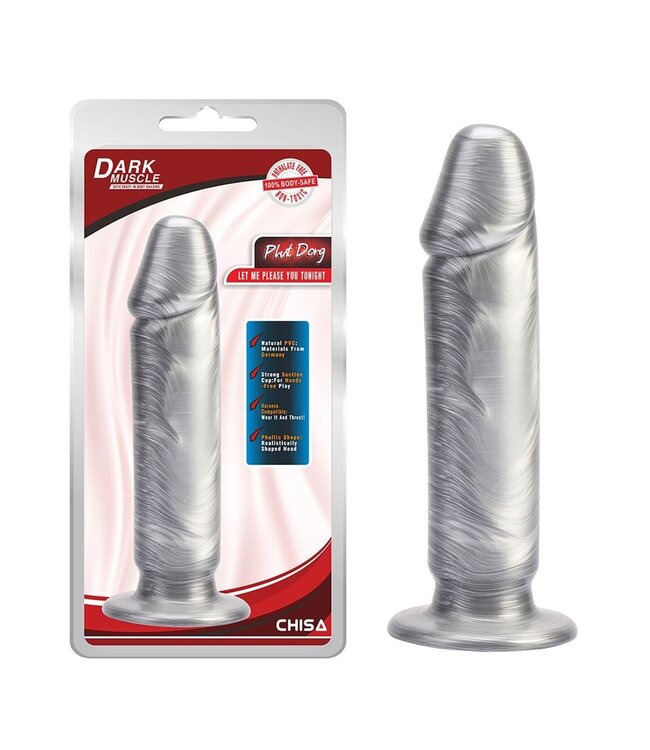 Chisa Dildo Dark Muscle Silver Collectie 22 cm Met Zuignap En Realistische PVC