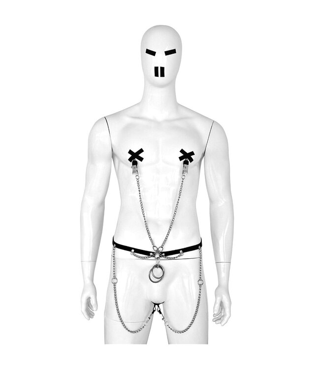 Leder-Hüftgurt mit verstellbaren Klammern für BDSM-Abenteuer