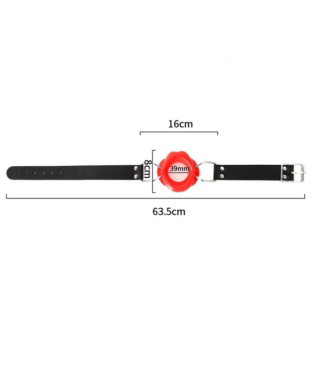 Rode Open Mouth Gag Met PU Leren Lippen – Sensueel Accessoire 3.9 cm Diameter