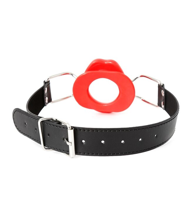 Rode Open Mouth Gag Met PU Leren Lippen – Sensueel Accessoire 3.9 cm Diameter