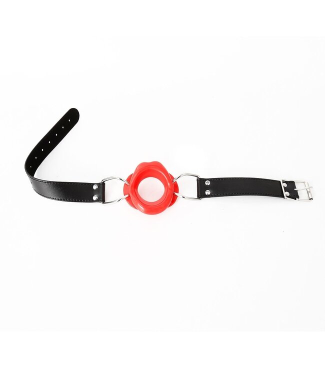 Rode Open Mouth Gag Met PU Leren Lippen – Sensueel Accessoire 3.9 cm Diameter