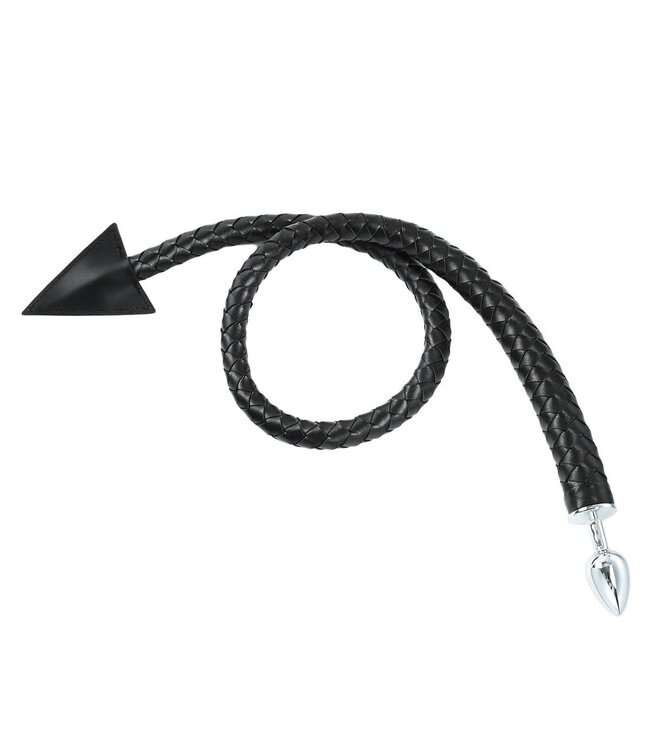 PU-Leather Buttplug Met Gevlochten Zweep En Duivelsstaart 2-in-1 Accessoire