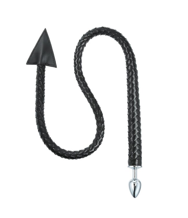 PU-Leather Buttplug Met Gevlochten Zweep En Duivelsstaart 2-in-1 Accessoire