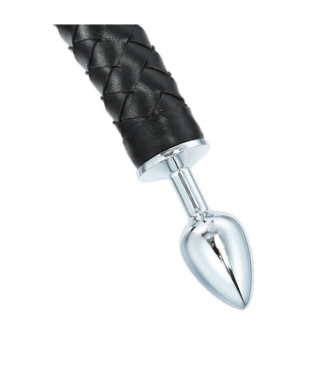 PU-Leather Buttplug Met Gevlochten Zweep En Duivelsstaart 2-in-1 Accessoire
