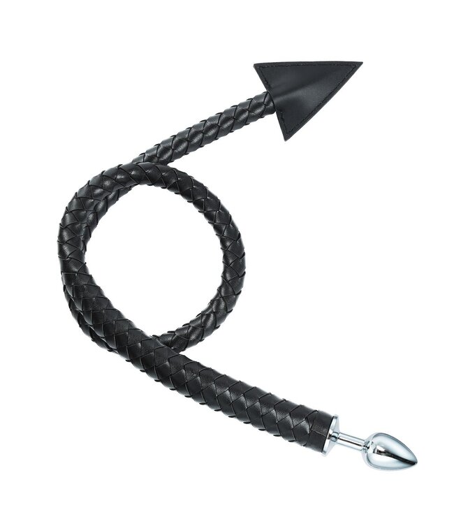 PU-Leather Buttplug Met Gevlochten Zweep En Duivelsstaart 2-in-1 Accessoire