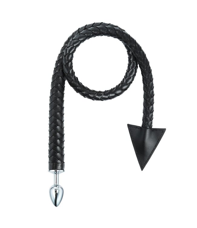 PU-Leather Buttplug Met Gevlochten Zweep En Duivelsstaart 2-in-1 Accessoire