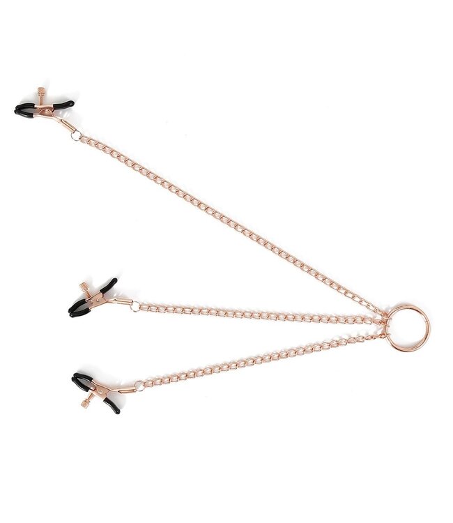 Rose Gold Nipple & Clitoris Clamps with Elegant Chains for Sensuality