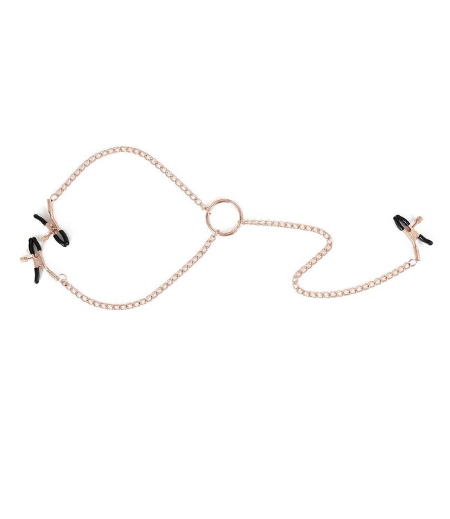 Roségouden Tepel- & Clitoris Clamps Met 70cm Ketting Set