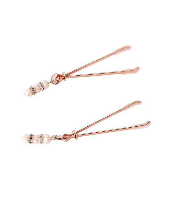 Elegant Rose Gold Nipple Clamps with Rhinestones - 10.5 cm Sensual Luxury
