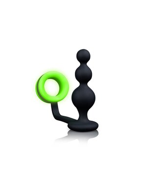 Ouch! Glow in the Dark Perlen-Buttplug mit Cockring – Leuchtendes Ouch! für doppelte Stimulation