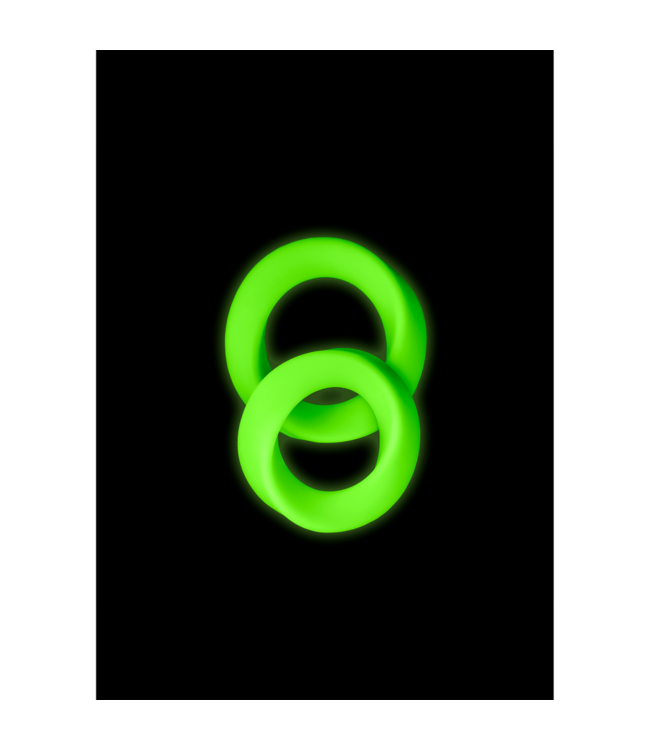Ouch! Glow in the Dark Glow in the Dark Penisring Set Met Flexibele Siliconen Ringen – 2 Stuks