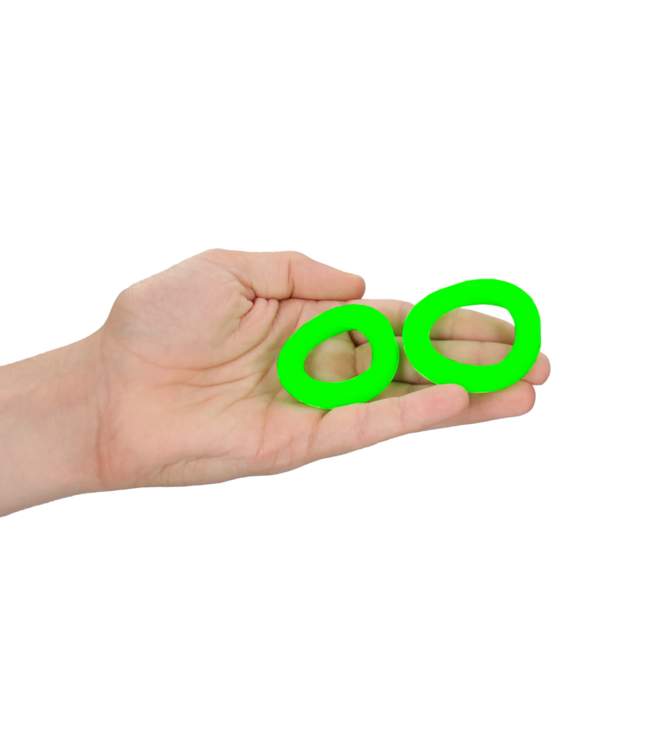 Ouch! Glow in the Dark Glow-in-the-Dark Cockring Set - 2 Silicone Rings for Enhanced Pleasure