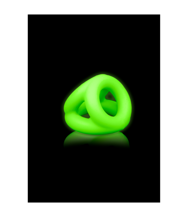 Ouch! Glow in the Dark Glow in the Dark Cockring Met Ballenriem Voor Stevige Erecties Groen