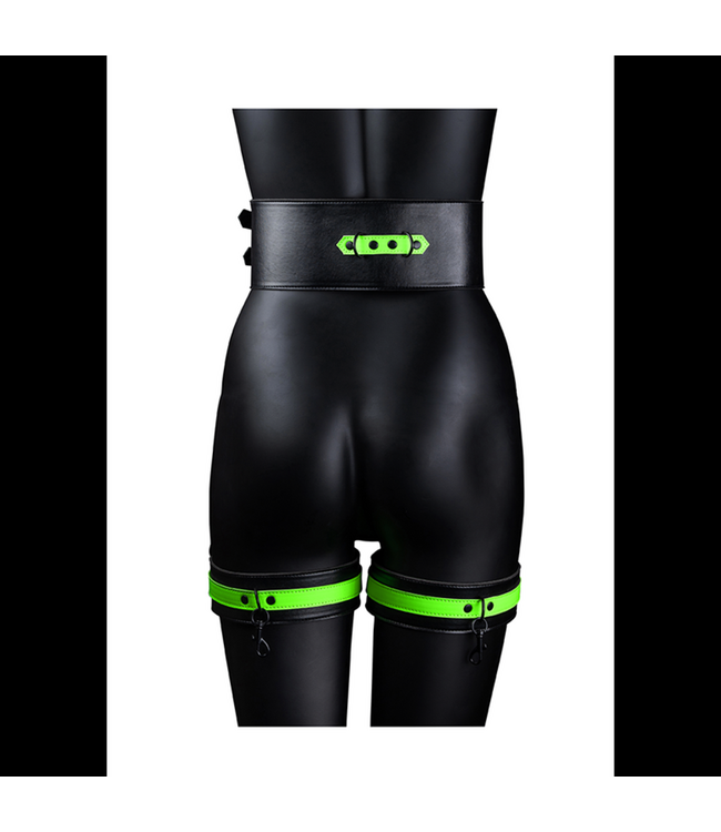 Ouch! Glow in the Dark Dijmanchetten Met Handboeien En Glow In The Dark Riem Groen