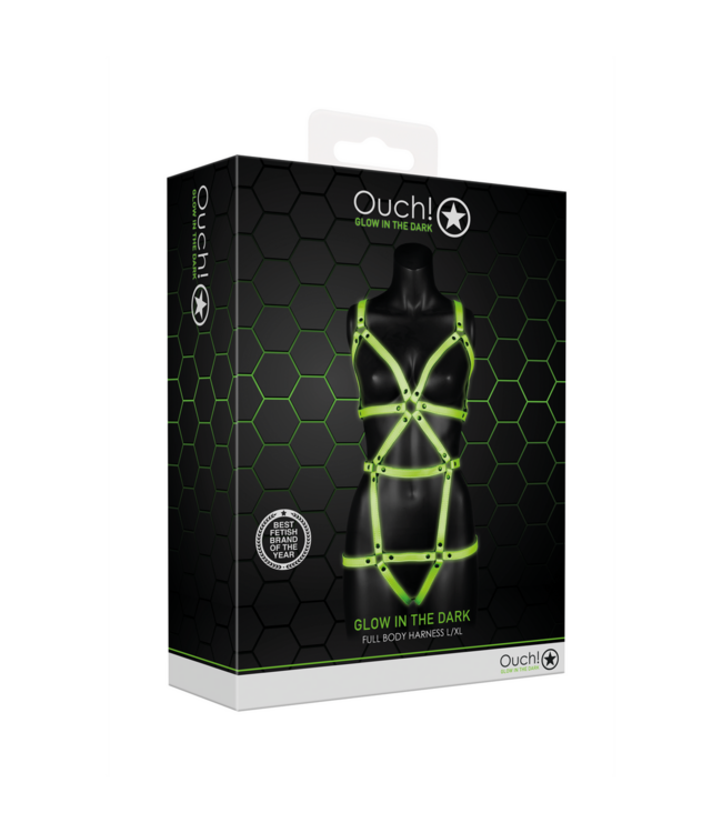Ouch! Glow in the Dark Glow in the Dark Sexy Full Body Harness - Adjustable & Striking Design