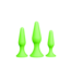 Ouch! Glow in the Dark Glow in the Dark Silicone Butt Plug Set 10 cm – Fluorescerend Anale Plezier