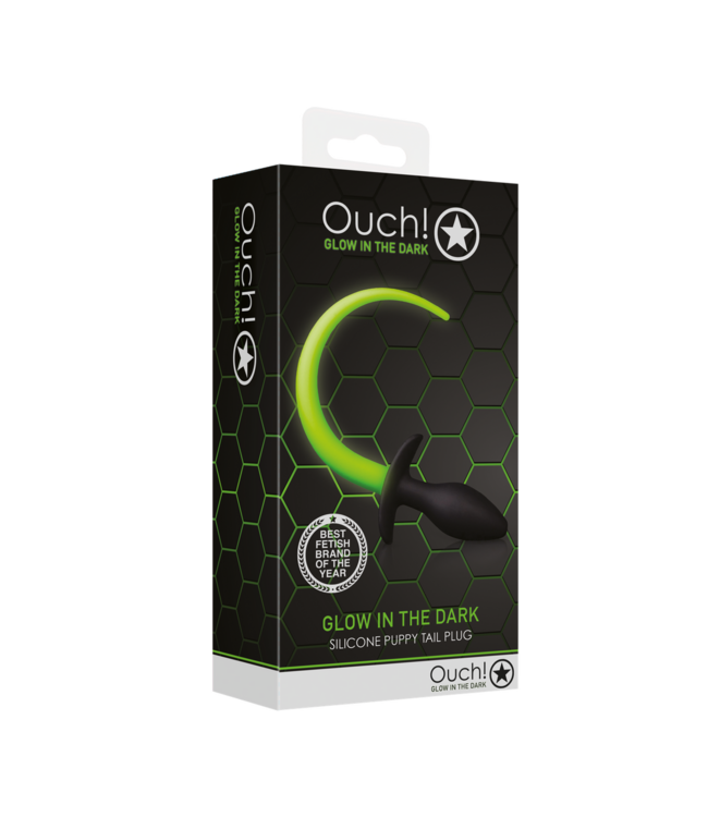 Ouch! Glow in the Dark Ouch! Glow in the Dark Siliconen Puppy Tail Plug Anale Staart Groen