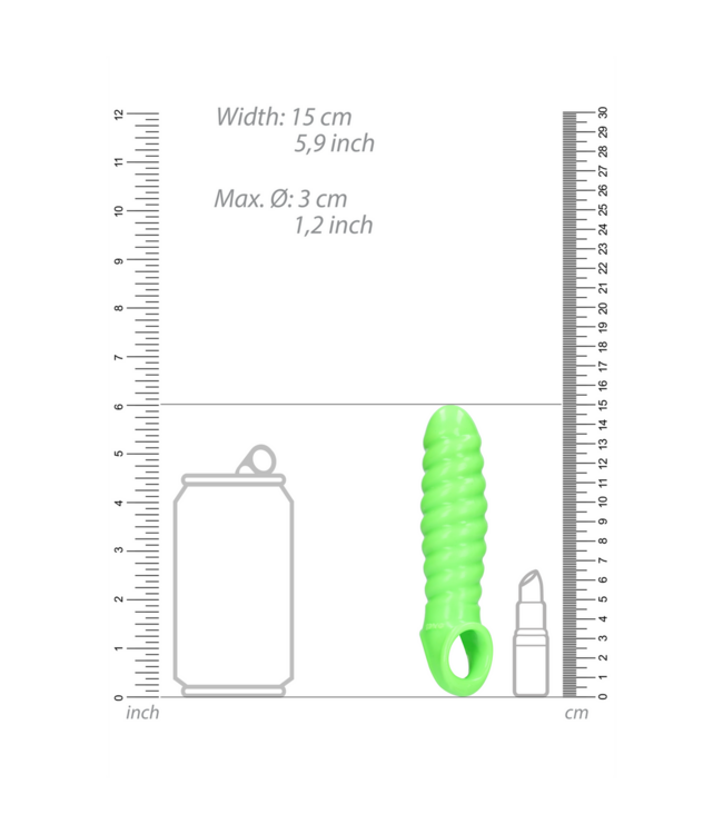 Ouch! Glow in the Dark Zelle Swirl Leuchtender Penis Sleeve – Elegantes Bondage-Erlebnis bei Nacht