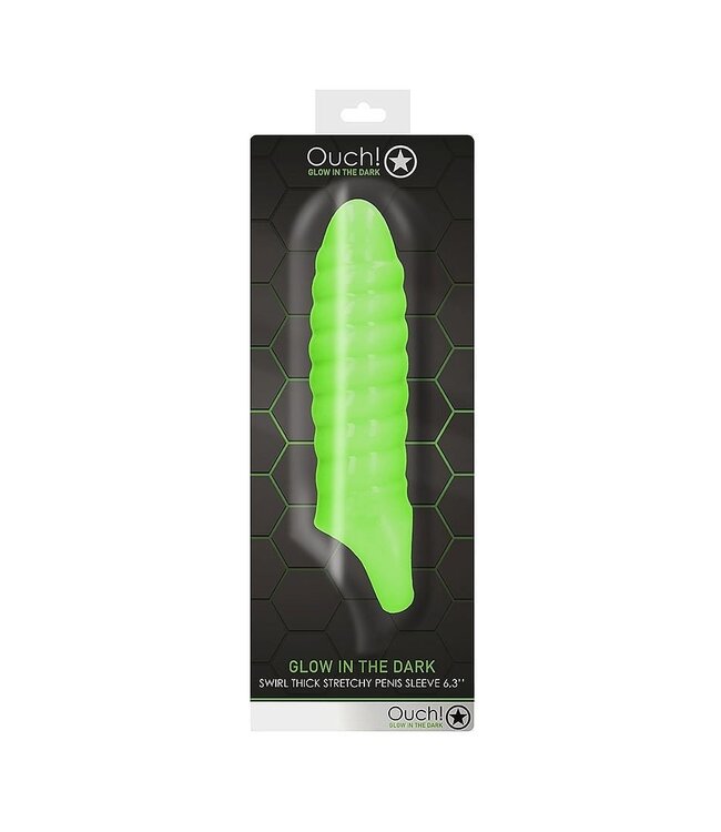 Ouch! Glow in the Dark Glow in the Dark Thick Stretchy Penis Sleeve & Bondage Set