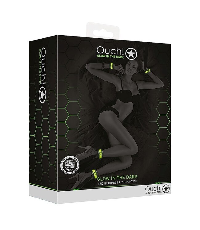 Ouch! Glow in the Dark Bedboeien Bevestigingsset Met Glow In The Dark Fluorescerende Accenten