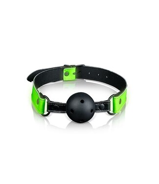 Ouch! Glow in the Dark PU-Leer Glow in the Dark Ball Gag Met Fluorescerende Details – Eén Maat