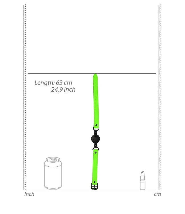 Ouch! Glow in the Dark PU-Leer Glow in the Dark Ball Gag Met Fluorescerende Details – Eén Maat