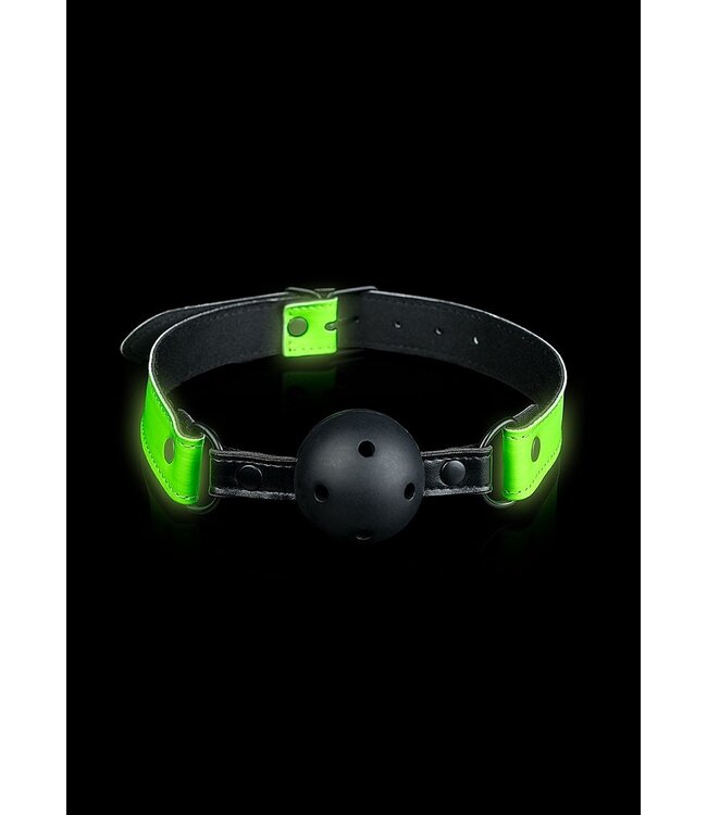 Ouch! Glow in the Dark Leuchtender Ballknebel – Freches Bondage-Design für aufregende Nächte