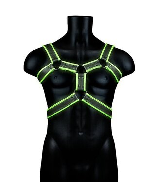 Ouch! Glow in the Dark Ouch! Bondageharnas Met Fluorescerende Groene Glow In The Dark Accenten