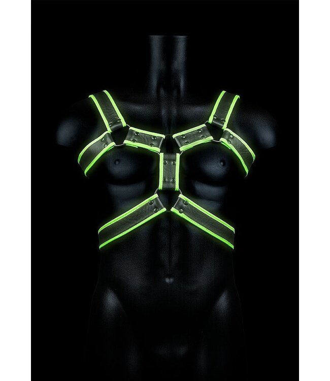 Ouch! Glow in the Dark Ouch! Bondageharnas Met Fluorescerende Groene Glow In The Dark Accenten