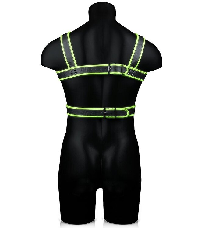 Ouch! Glow in the Dark Ouch! Bondageharnas Met Fluorescerende Groene Glow In The Dark Accenten