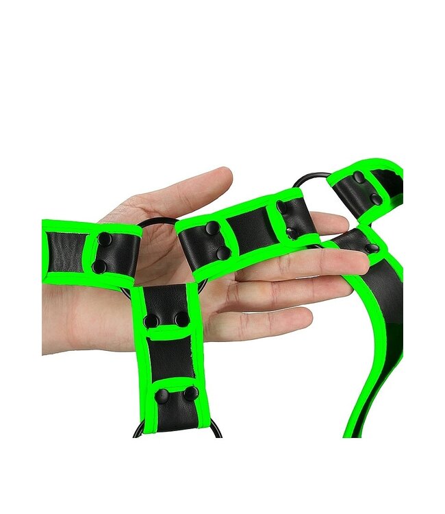 Ouch! Glow in the Dark Glow in the Dark Ouch! Bondage Harness with Adjustable Fit - Green