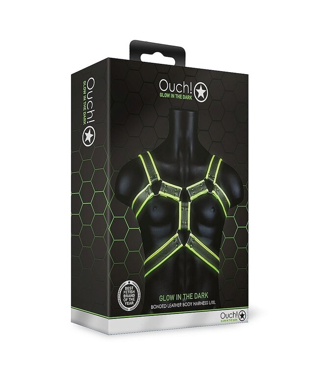 Ouch! Glow in the Dark Ouch! Glow in the Dark Bondage-Harness – Leuchtendes Grün, Verstellbar