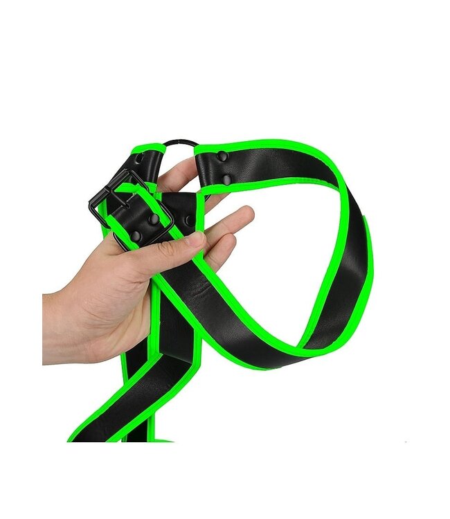 Ouch! Glow in the Dark Bondage Harnas Glow in the Dark Met Fluorescerende Details En PU-leer