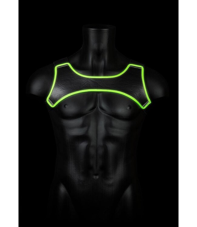 Ouch! Glow in the Dark Neopreen Bondage Harnas Met Fluorescerende Details En Glow In The Dark Effect