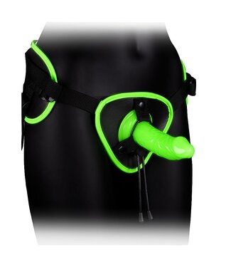 Ouch! Glow in the Dark Verstelbaar Siliconen Strap-On Harnas Met Glow in the Dark Effect 15cm