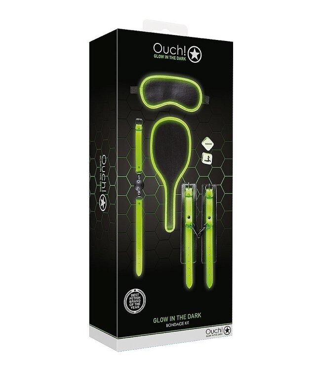 Ouch! Glow in the Dark Ouch! Glow In The Dark Bondage Kit Met Fluorescerende Groene Accessoires