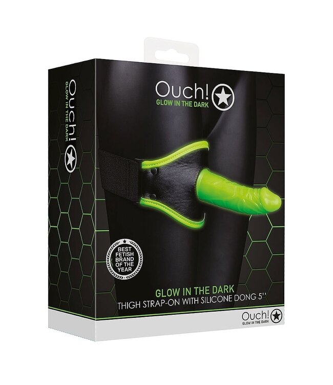 Ouch! Glow in the Dark Ouch! Fluoreszierender Oberschenkelgurt mit Silikondildo für magische Nächte
