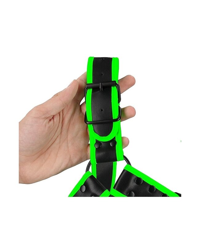 Ouch! Glow in the Dark Ouch! Bondage Harnas Verstelbaar S/M Met Glow In The Dark Fluorescerend Groen