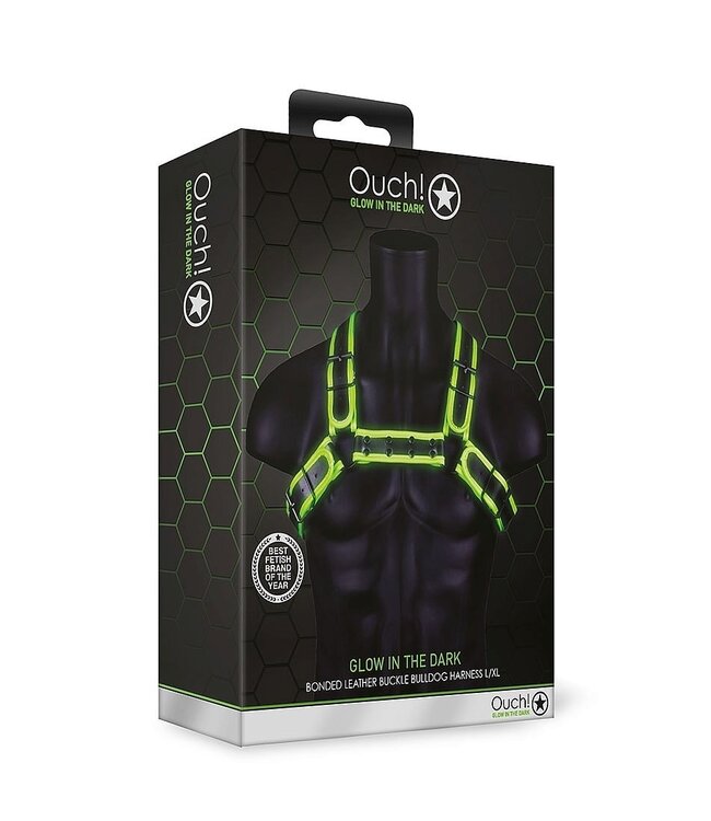 Ouch! Glow in the Dark Ouch! Bondage Harnas Verstelbaar S/M Met Glow In The Dark Fluorescerend Groen