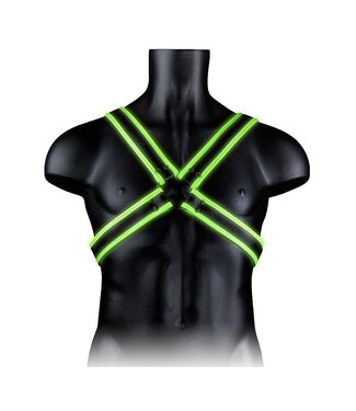 Ouch! Glow in the Dark Ouch! Leuchtender Bondage-Harness mit verstellbarem Crotch-Design in Grün