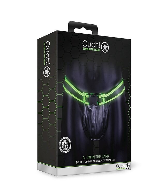 Ouch! Glow in the Dark Leuchtender Jockstrap mit Schnalle – Bondage-Look für aufregende Nächte